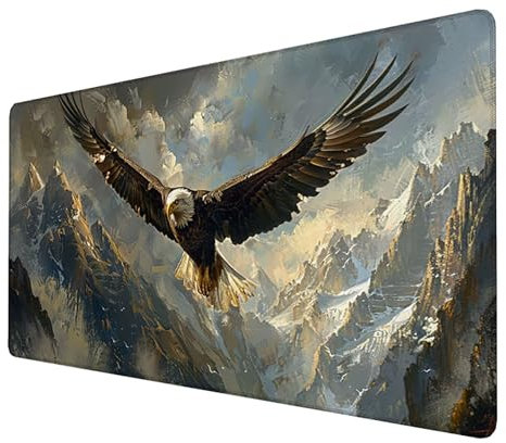 Gaming Mouse Pad, Large Computer Keyboard Mouse Mat Desk Pad (Eagle), Mouse Mat 1000x500x3mm Soft Comfortable Mouse Mat Gaming, Non-slip Rubber Base, Waterproof Surface Durable Mousepad (Grey) W-0C