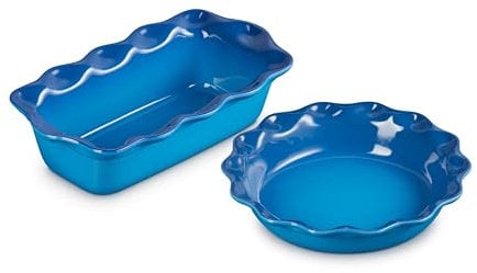 Le Creuset Stoneware Set of 2 9 Heritage Fluted Pie and 9 Fluted Loaf Dish, Marseille