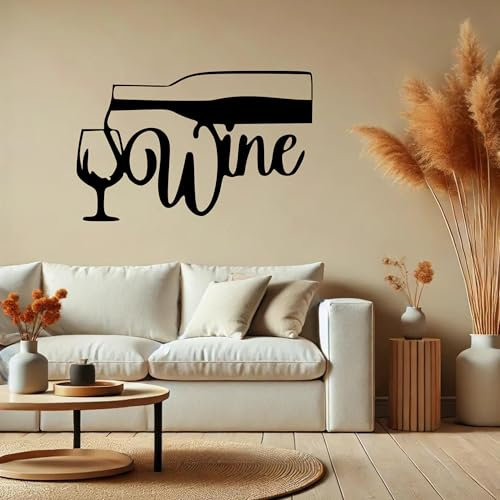 Elegantes Wein Vino Wandtattoo stilvolle Deko für Küche & Bar 20x13cm black