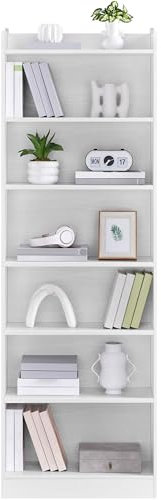 Yaheetech 7-Tier Bookcase, Modern Bookshelf with Top Open Compartment, Adjustable Tall Book Shelf for Living Room, Bedroom, Home Office & Study, 60 x 24 x 180.5 cm, White