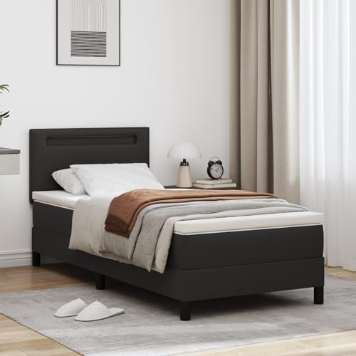 Teenpull Einzelnes Boxspringbett mit Matratze, 1 Person, Kunstleder, rechteckig, Robustes Bettgestell, Polsterbett, Matratzenauflage