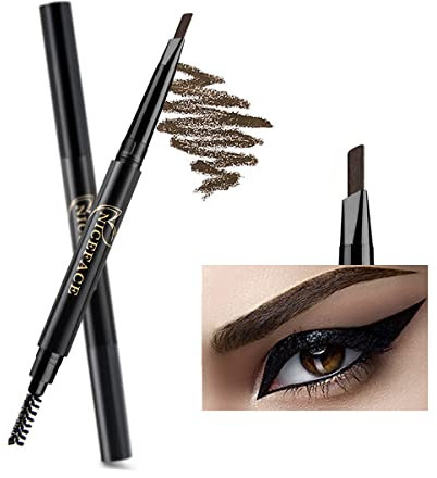 NICEFACE Augenbrauenstift Dunkelbraun Double Ended Precision Waterproof Brow (Dunkelbraun/Dark Brown # 2)
