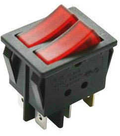 Interruptor unipolar doble tecla Tipo 2 conmutadores 16A/250V Faston Electro DH Color Negro 11.410.ILL/NRR 8430552016839