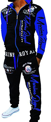Unbekannt Herren Jogginganzug Sportanzug Marine Royal Fitness Streetwear Trainingsanzug A.2254 ARMS