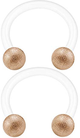 KJM FASHION 2 STK Flexibles Acryl Hufeisen Ohrringe 1,2 mm 16 g 8 mm 5/16 3mm Rose Bereifte Kugel Septum Eyebrow Cartilage Ohrringe Piercing Schmuck 2057