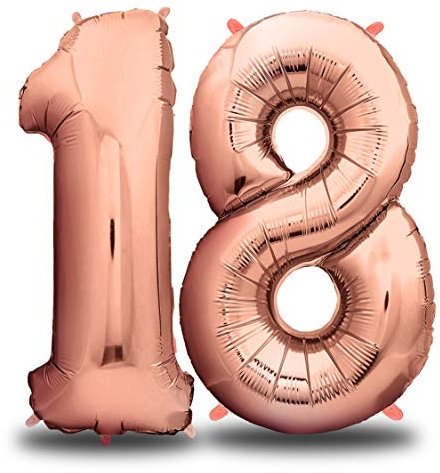 envami® Palloncini Compleanno 18 Anni Oro Rosa 101 CM - Palloncino Numero 18 - Numeri Gonfiabili Compleanno - Decorazioni Compleanno - Palloncino 18 Anni Compleanno - Vola con l'Elio