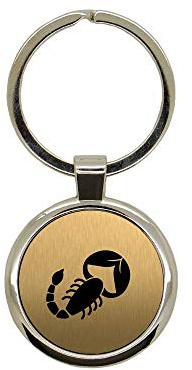 Porte clé en métal or brossé Scorpion rond gravure laser