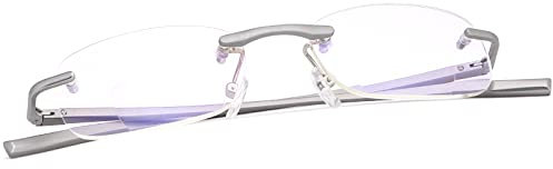 Randlos Bifokale Lesebrille Blau Licht blockierende Computer Brille mit Federbügelscharnier Vintage für Unisex Frauen Männer Nah und Fern Titanlegierung Vergrößerungs Blaulichtfilter Presbyopie Leser