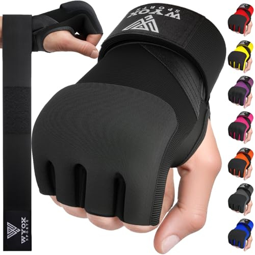 WYOX Bandas de Boxeo de Gel, Guantes Interiores para Hombres y Mujeres, 80 cm, Correas de muñeca rápidas, Protector de Tobillo Acolchado para Muay Thai, Kickboxing, Vendas de Boxeo y Artes Marciales