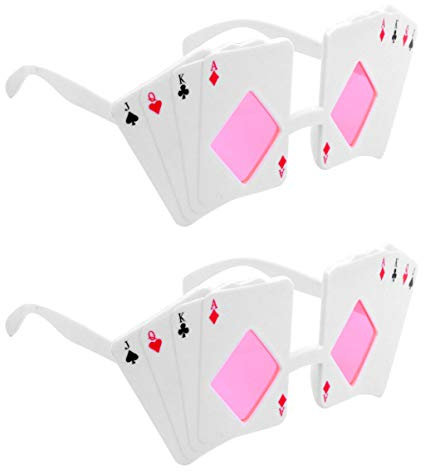 Amosfun 2 Stück Halloween-Brillen Neuheit Spielkarten Maskerade Eyewear Foto-Requisiten für Poker-Themen-Party Prop (Weiß)