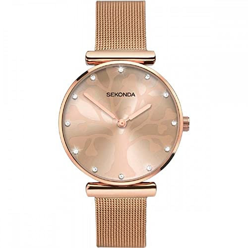Sekonda Ladies Tree of Life Watch with Rose Gold Milanese Strap 2848