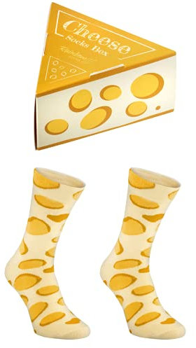 Rainbow Socks - Hombre Mujer Divertidos Calcetines Algodon Raton Queso Regalo 1 Par - Queso y Queso - Talla 41-46