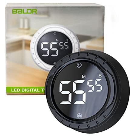 BALDR Temporizador de cocina digital Twist, cuenta regresiva magnética temporizador con pantalla LED grande (negro)
