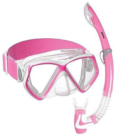 Mares Aquazone Combo Pirate Neon, Combo bestehend aus Maske und Schnorchel Kinder - 8-14 Jahre, Pink Trasparent