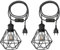 ledscom.de 2 Stück 3 m Textilkabel RETRA, Vintage, Stecker, Schalter, schwarz, Käfig-Schirm + LED Lampe 370lm, extra-warmweiß