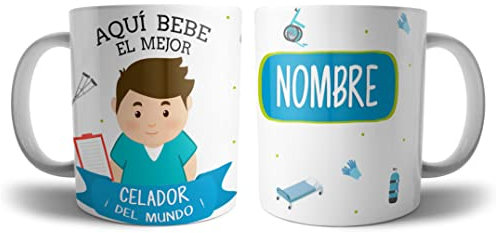 Kartoon Kase Taza Celador Original Personalizada con Nombre | Mejor del Mundo Taza Profesiones de Cafe Desayuno para Regalar (Celador)