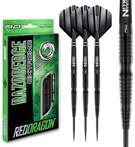 RED DRAGON Razor Edge Extreme 24 Gram Professional Tungsten Darts Set with Flights and Stems