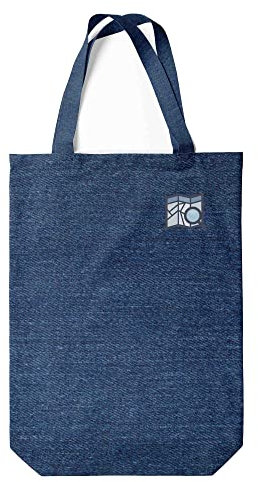 Green Fish Denim-Tragetasche, bedruckt, Einkaufstasche, maschinenwaschbar, faltbar, Handtasche aus Jeans mit Griffen, 22 x 26 cm