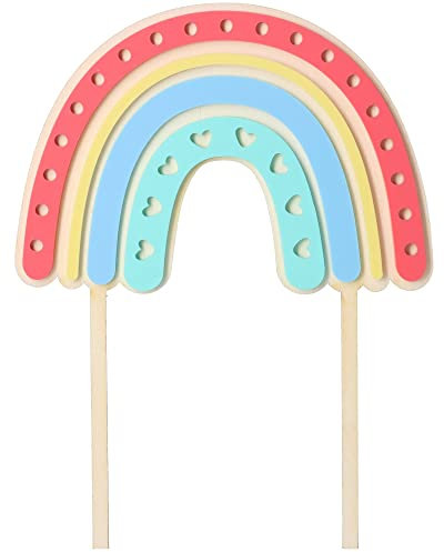 Goodtimes Cake Topper Regenbogen Herz 19,5cm x 15cm aus Holz und Acryl