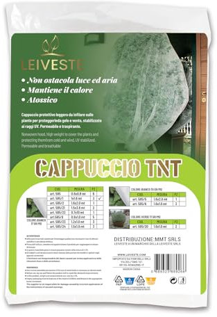 LEIVESTE-Tessuto Non Tessuto per Piante, Copri Piante Inverno,Telo Antigelo, Cappuccio TNT Antigelo 17 gr/m² (3 Cappucci - 1 x 1,6 mt)