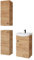 Planetmöbel Badmöbel Set Waschtisch mit Unterschrank 45 x 60 x 33 cm mit 2X Midischrank 32 x 75 x 23 cm für Badezimmer, Gäste WC & Bad, Gold Eiche