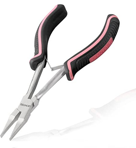 LEONTOOL Long Reach Thin Flat Nose Pliers 6 Inches Flat Nose Duck Bill Pliers Small Flat Jewelry Pliers for Jewelry Making Wire Bending Straightening Working in Tight Spaces Pink Tool for Women