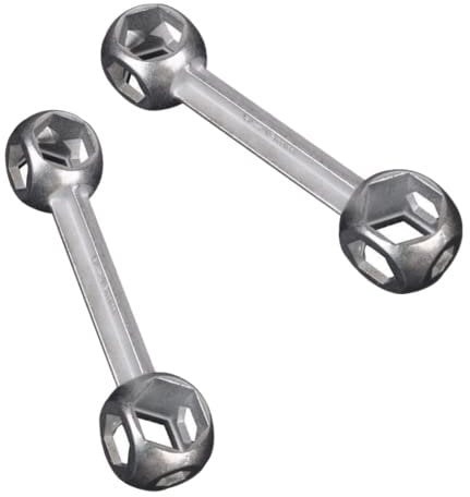 CaiHuaEr Dumbell Spanner, 2 Pcs Hexagon Hole Spanner Dumbbell Type Bike Spanner Bicycle Repair Tool for Biking Cycling Mountain Bike MTB BMX, 6mm - 15mm, Silver