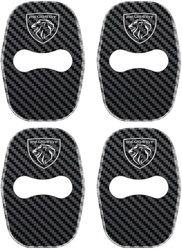 4 Pièces Couverture Serrure Porte Voiture pour Peugeot 208 3008 407 2008 508 206 308 307, Couvercle Serrure Porte en Acier Inoxydable, Cache Verrou de Porte, Contre la Pluie/la Rouille,E Black2