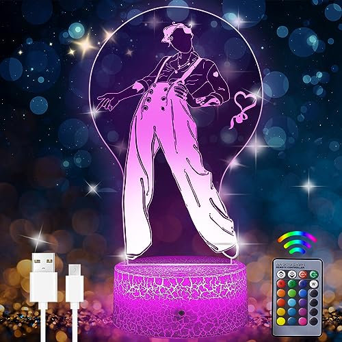 Eygerur Harry-Style Geschenke Dekoration Nachtlicht 3D LED Illusion Lampe 16 Farben Kunst Skulptur Lichter USB Smart Touch Taste Fernbedienung Tischlampe perfekte Geschenke für Harry-Style Fans
