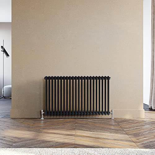 ELEGANT Traditional Radiator 600 x 1010 mm Black 2 Column Cast Iron Style Radiator Central Heating Radiator