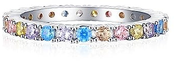Bellitia Jewelry Eternity Ring Damen Ewigkeitsringe 925 Sterling Silber Rhodiniert/Vergoldet CZ Diamant Verlobungsringe Eheringe Trauringe Stapelbare Ringe mit Mehrfarbige Zirkonia