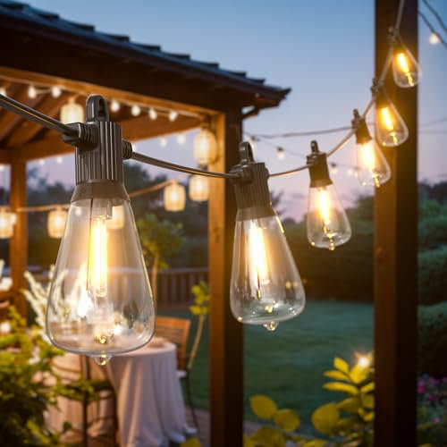 Kawaya Lichterkette Außen, 30M Lichterkette Glühbirnen LED mit 50+2 ST38 Birnen, Wasserdicht IP65 Lichterkette Garten Deko für Terrasse, Bäume, Hochzeit, Party, Festival, 2700K Warmweiß