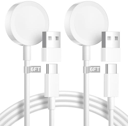 Kompatibel mit Apple Watch Ladekabel 2M 2Pack, iWatch Ladekabel USB C Apple Watch Ladegerät Magnetisches Schnellladekabel Apple Watch Kabel Charger für iWatch Series 10/9/8/7/6/5/4/3/2/SE/Ultra