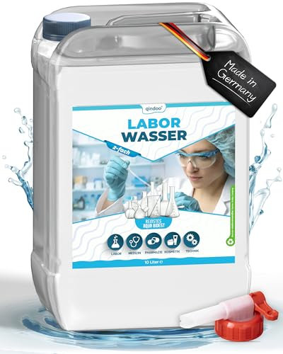 10L Aqua Bidest Laborwasser 2-fach destilliertes Wasser Qindoo, reines Wasser I Kanister mit Auslaufhahn (10L Kanister+Hahn)