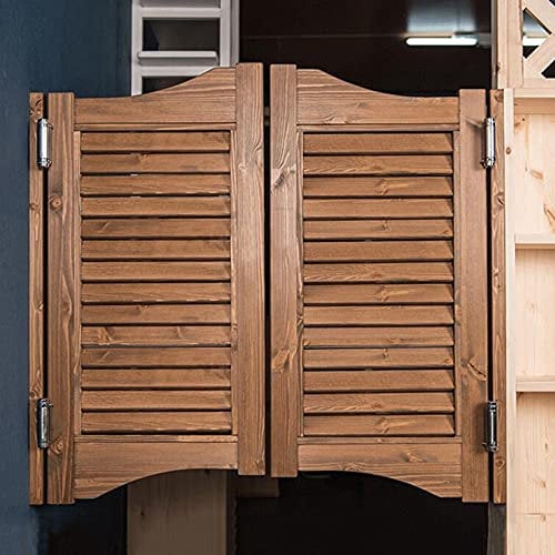 KUMIAO Rustic Cafe Swinging Doors - Customizable Louvered Saloon Swing Door for Kitchen, Bar & More with Stainless Steel Hinges - Solid Wood Cowboy Partition Door - Auto Close Half Waist Door