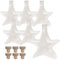 gouveo 6er Set Glasflasche 200 ml Stern gefrostet mit Holzgriffkorken - Weihnachtsflasche in Stern-Form - Sternflasche mit Korken zum Befüllen und Verschenken
