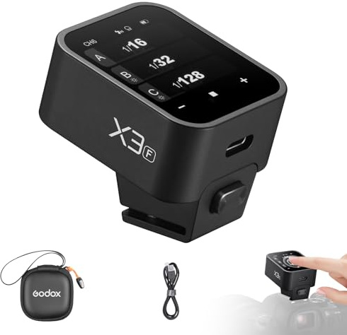 Godox X3-F Kabelloser Blitzauslöser OLED Touchscreen für Fujifilm Kamera 2.4GHz Kabelloser 1/8000S HSS TTL Tcm Funktion Eingebauter Akku Rechargeable Typ-c Remote Kamerablitz Abzug