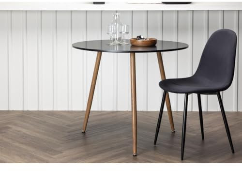 BOURGH Polar Esstisch - ?90 cm rund schwarz Küchentisch Tisch Speisetisch Esszimmertisch für Restaurant Esszimmer Küche