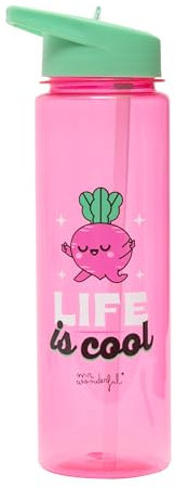 Mr. Wonderful - Botella Remolacha - Life is cool - Botella de Tritán libre de BPA - Botella con Cierre Hermético y muy Ligera - Capacidad 600 ml