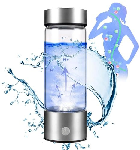 Botella Agua hidrógeno Máquina ionizadora Agua hidrógeno portátil Taza Salut Vidrio Agua Rica en hidrógeno Recargable por USB para Viajes en casa-420 ml