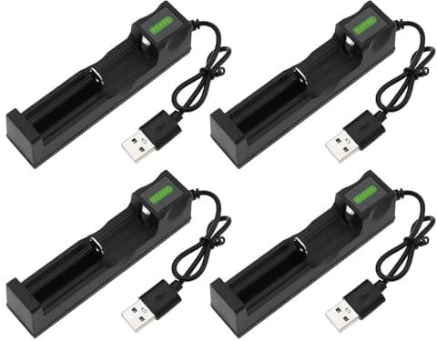 OTOTEC 4PCS 4.2V One Slot Battery USB Charger Battery Charger Adapter for 3.7V 18650 14500 16340 14650 Rechargeable Li-Ion Batteries