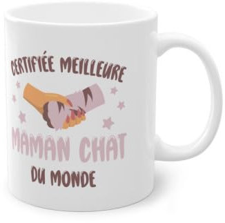 Mug certifiée meilleure maman chat du monde idée cadeau humour amusant drôle enfant/adulte femme fille