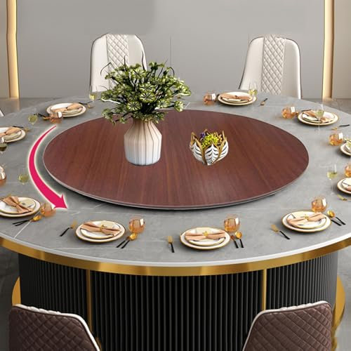 Großer Drehteller 70/80/90cm Holz Esstisch Plattenspieler, 360 °Drehbare Platte Serviertablett, Drehbar Plattenteller, Mit Silent Base, Küche Tische Drehscheibe, Küchen-Drehteller(A,60cm-24in)