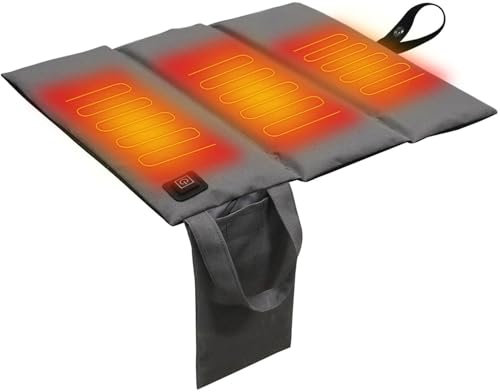 Portable Heated Seat, USB Heated Seat Cushion with 3 Temperature Levels, Outdoor Foldable Electric Heated Camping Pad for Home, Office, Stadium and Camping(Grey)