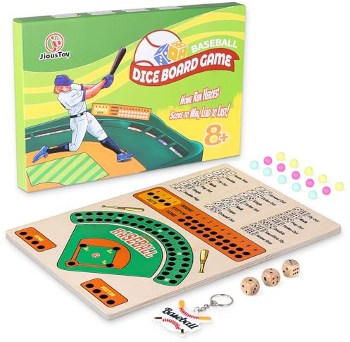 Jioustoy - Baseball-Brettspiel, Würfelspiel aus Holz mit Murmeln, Baseball-Reisespiel und Indoor-Brettspiel für Camping, Familienfeiern, Baseball-Geschenk für Teenager u