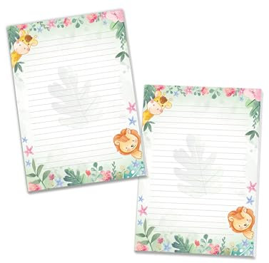 2 Briefblöcke Schulheft Notizblockl Briefpapier für Jungen Mädchen Kinder Tiere Löwe Giraffe (2 Blöcke A4 mit je 25 Blätter)