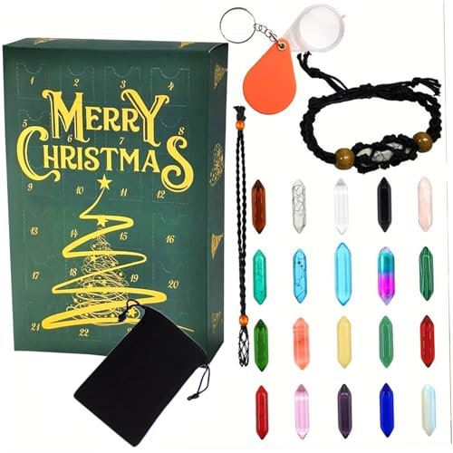 Adventskalender für Erwachsene, Crystal Advent Calendar Kit 24 Tage Weihnachten Countdown -Kalender Crystal Edeles Weihnachtskalender (Stein, Halskette und Armbandhalter), Style11