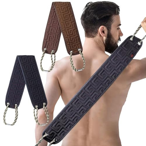 Toalla Exfoliante de Espalda Esponja para Espalda Ducha Estropajo Exfoliante de Espalda para la Ducha Arnés Exfoliante de Fibre para una Limpieza Profunda de Tu Cuerpo 2 Piezas