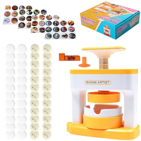 TOWEBOORY Button Maker Badge Machine 2.16Zoll, DIY Button Maker Abzeichen Macher Maschine mit 24 Muster und 24 Abzeichenteile für die Herstellung von Abzeichen, Geschenken