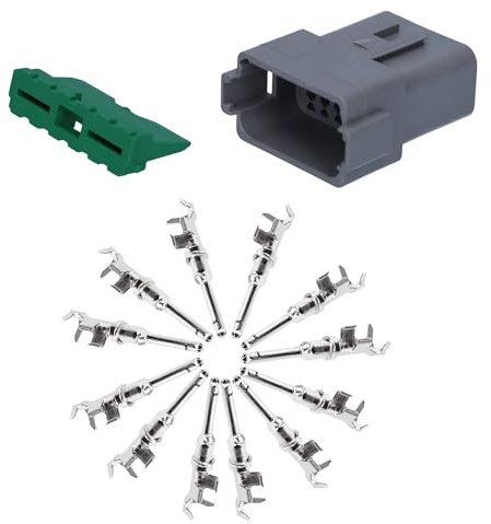 Kalitec KALI-1212-P DEUTSCH DT Lot de connecteurs 12 broches pour moto, voiture I Boîtier gris étanche IP 68 I AWG 18-14 I Plage de température -55 - +125 °C I Section de conducteur 0,75-2 mm²